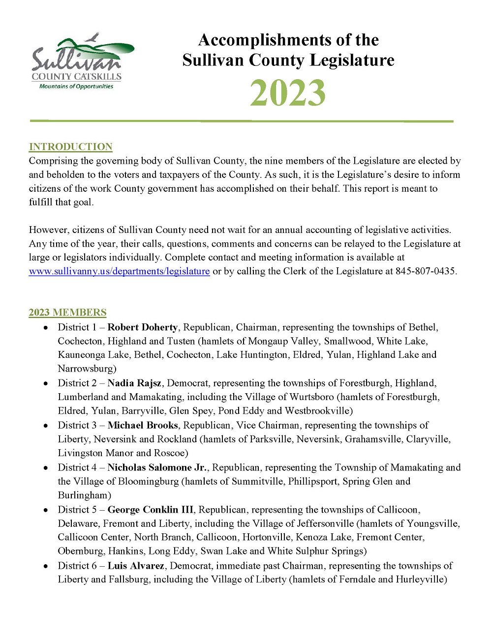 2023 Legislature Accomplishments - Page 1