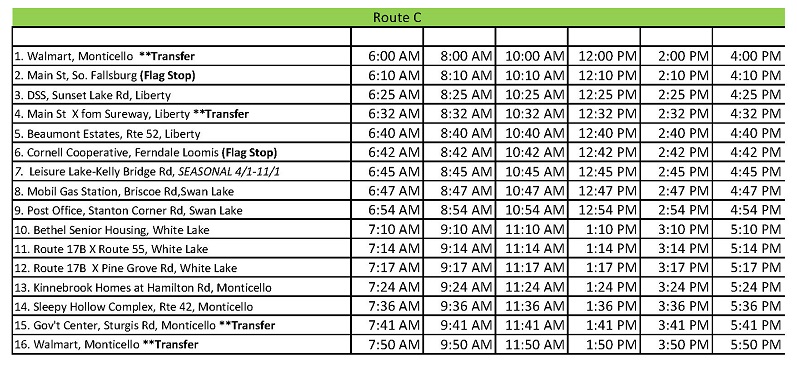 Route C Schedule