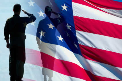 Veteran Saluting the American Flag