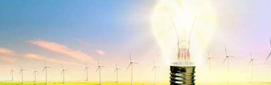 Wind turbines with lightbulb graphic