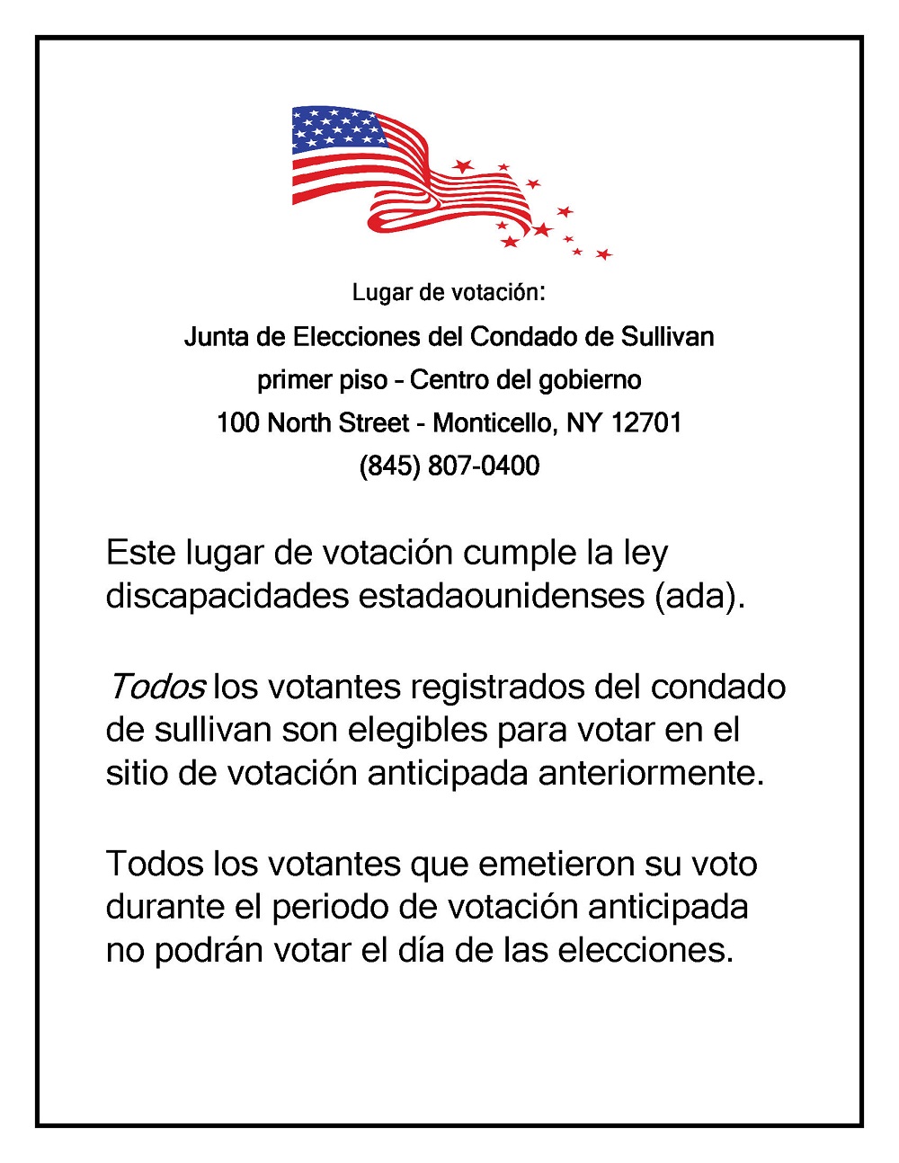 August Early Voting Hours - Espanol