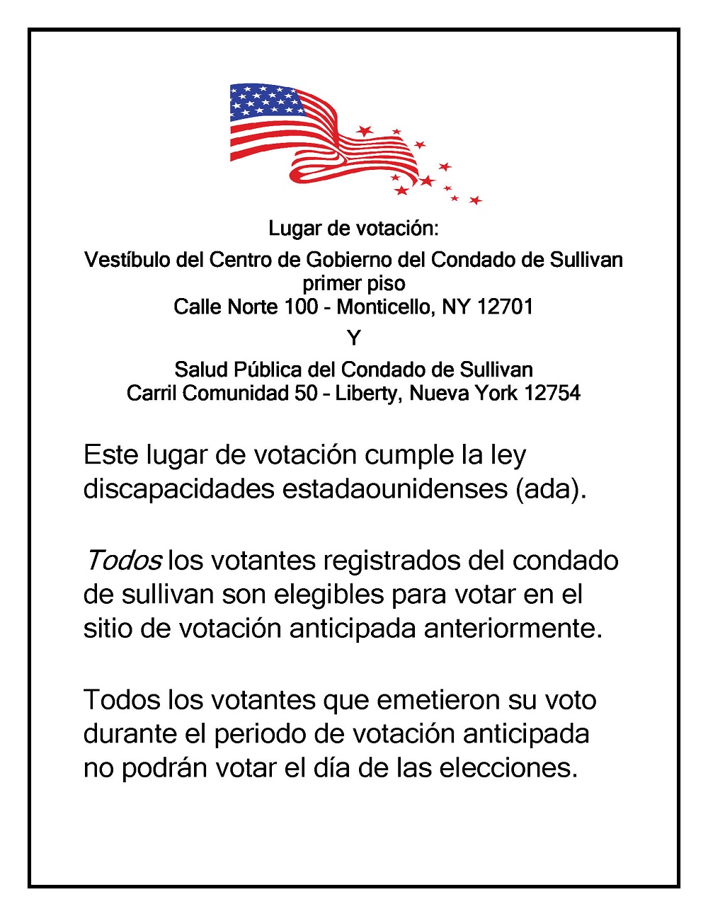 General Election Early Voting Flyer Page 2 - Espanol