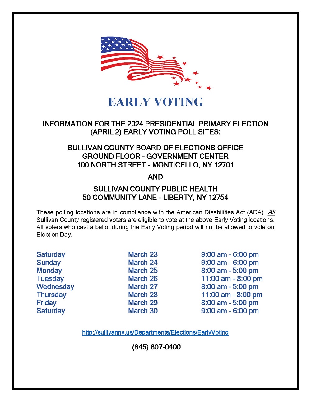 Early Voting Flyer, Page 1 - English