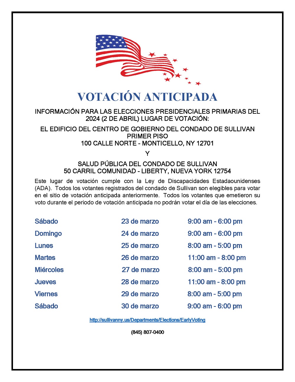 Early Voting Flyer, Page 1 - Espanol