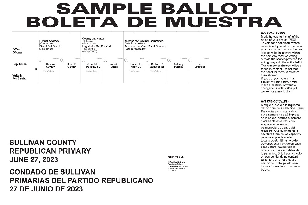 Fallsburg Election District 5 - Primary Election 2023