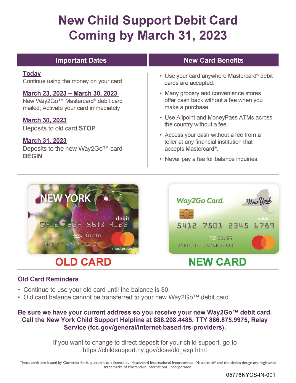 Child Support Debit Card Info
