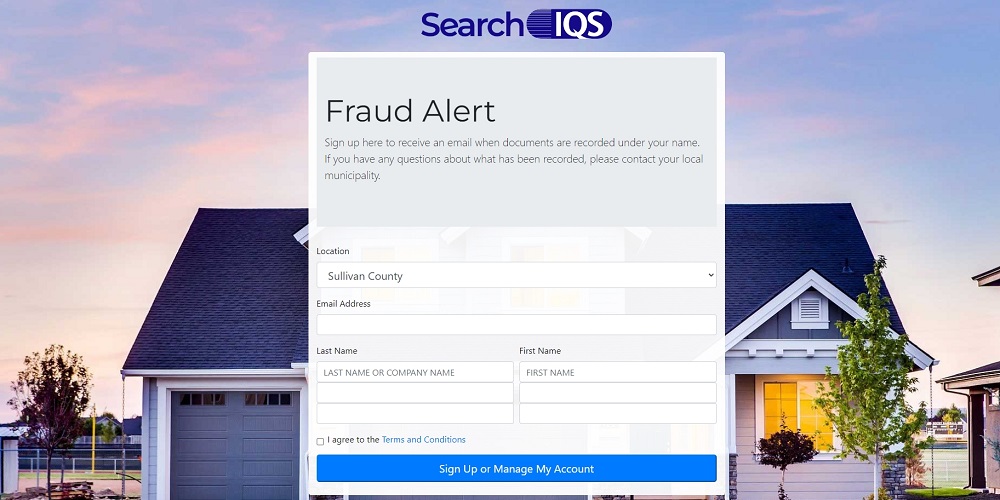 Fraud Alert Welcome Screen